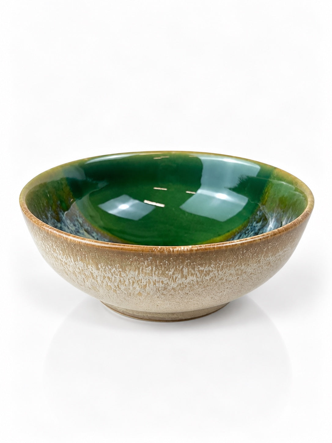 Açores Portuguese stoneware cereal bowl, neutral reactive glaze view