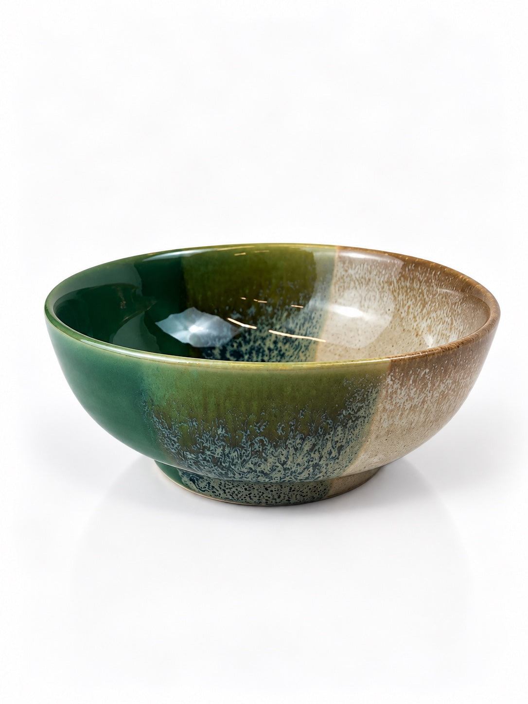 Açores Portuguese stoneware cereal bowl, reactive glaze front view