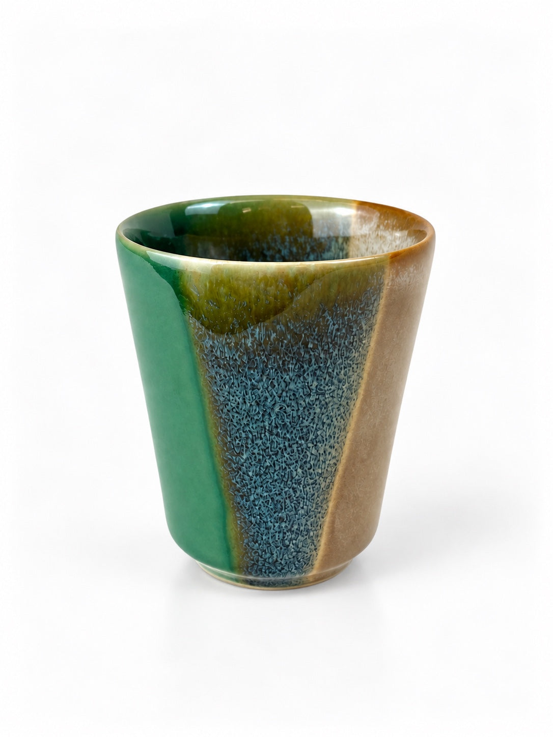 Açores Portuguese stoneware handleless mug, reactive glaze front view