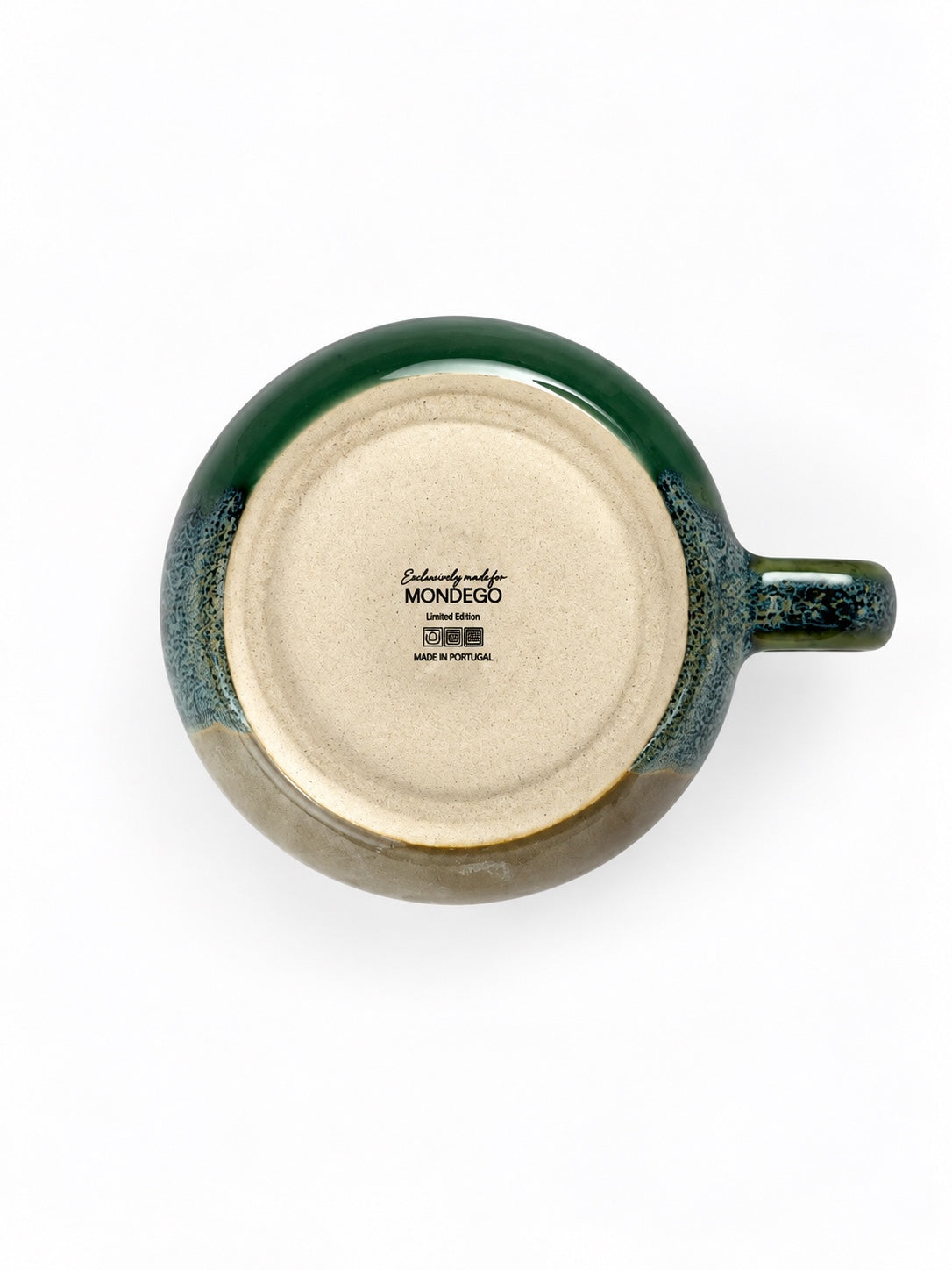 Açores Portuguese stoneware mug with handle, underside showing Mondego mark and Made in Portugal