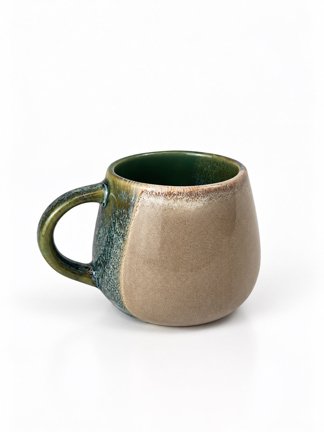Açores Portuguese stoneware mug with handle, neutral reactive glaze view
